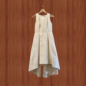 White House Black Market Ivory Jacquard Sleeveless Midi Dress - Size 00